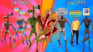 Team Siren Head vs Siren Head level up boss vs Human Hulk #24 POP IT HEAD
