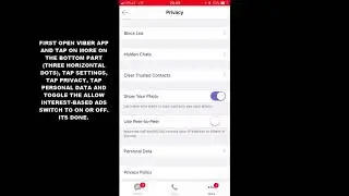 HOW TO DISABLE OR ENABLE ALLOW INTEREST BASED ADS IN VIBER APP IOS