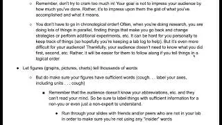 Tips for giving a research presentation (especially to a more general audience)