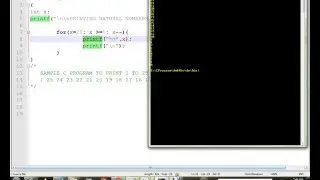 C PROGRAM TO PRINT NATURAL  NUMBERS IN REVERSE ORDER DEMO