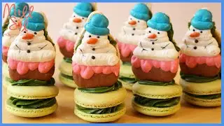 [macaron template]How to make snowman macarons. 눈사람 마카롱 만들기,입체마카롱