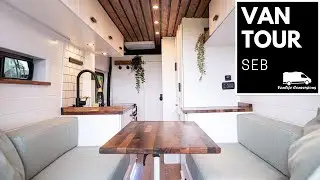 Van Tour for off-grid vanlife with shower, pocket door, sofa bed & projector | Vanlife Conversions