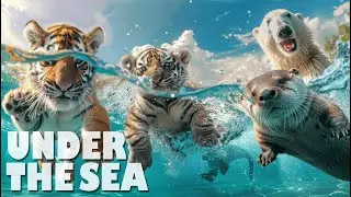 CUTE ANIMALS Playing in Water 4K(60FPS) 🌊|  Relax with SOOTHING MUSIC & Relax Seaside Sounds