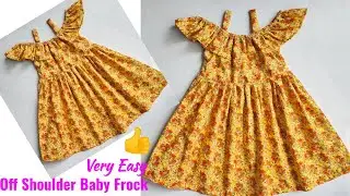 Off Shoulder Baby frock cutting and stitching | Baby Frock cutting and stitching