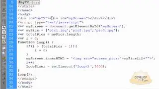 Javascript TV Screen Slideshow Timed Image Rotation Script HTML CSS Tutorial