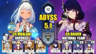 C0 Mualani Xilonen Vaporize & C0 Raiden National Team | Spiral Abyss 5.1 | Genshin Impact 【原神】