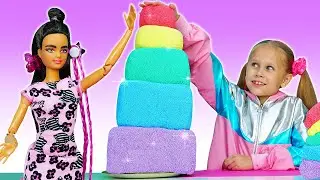 Видео куклы БАРБИ - Готовим Торт для вечеринки Barbie! - Весёлые игры одевалки для девочек
