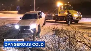 Freezing temperatures, wind gusts cause dangerous road conditions in Chicago area