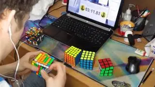 2x2 - 7x7 Rubik's Cube World Record : 6:23.81