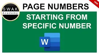 Insert Page Numbers Starting from a Specific Number Other then 1