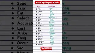 Synonyms words | List of synonyms words | 