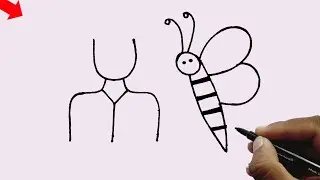 Man & Butterfly Drawing From UY Letter & 3 Number | Drawing Pictures | Man Drawing | Number Drawing