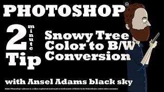 Black and White Conversion in Photoshop (with Snowy Trees and Ansel Adams black sky)