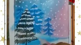 How to draw Winter scenery with oil pastel