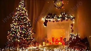 Magic Xmas Video with Fireplace Animated background video footage.