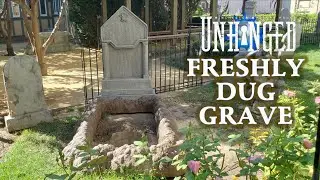 We made a Scary FRESHLY DUG GRAVE Tombstone!