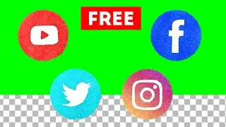 YouTube, Facebook, Instagram, Twitter | brush logo animation | green screen, alpha channel