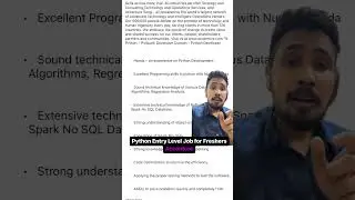 🐍Python Entry Level Job for Freshers in Accenture 😍||Learn those skills you make it || Best of Luck