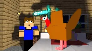 Night of the Psycho Turkey! Minecraft Animated Cartoon Series Dad Life