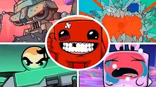 Super Meat Boy Forever - All Bosses + Cutscenes (No Damage)