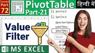 MS-EXCEL-72-Value Filter in Pivot Table | Filter Every Column of Pivot Table | Multiple Filter