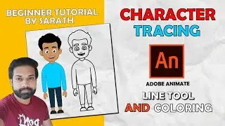 tracing and coloring character in adobe animate|how to trace in animate cc|2d tutorial by sarath