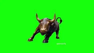 Stock Market Raging Bull in green screen