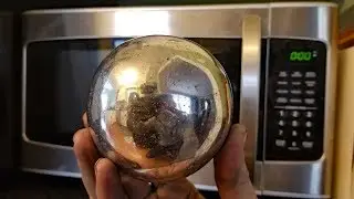 Making a Polished Aluminum Foil Ball in a Microwave. Microwaving aluminium.