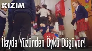 İlayda, Öykü'nün merdivenlerden düşmesine neden oluyor