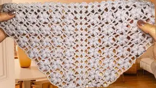 Shawl with beautiful pattern Idea for crochet shawl crochet №4