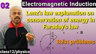 EMI 02: Lenz's law about conservation of energy, best problems on Faraday's law CLASS 12 telugu