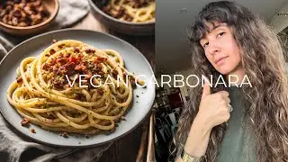 HIGH PROTEIN Creamy Vegan Carbonara Pasta in the Slow Cooker | Plant-Based Comfort Food 🌱🍝