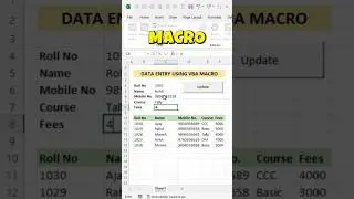 Data entry using VBA Macro #shorts #ytshorts #excel #excelshorts