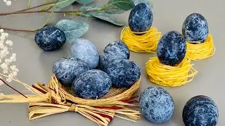 How to paint eggs for Easter Hibiscus without chemicals and dyes. Marble eggs for Easter