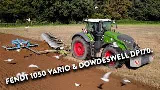 4Kᵁᴴᴰ  Fendt 1050 Vario with a Dowdeswell DP 170 9 furrow reversible plough near Kirton, Suffolk