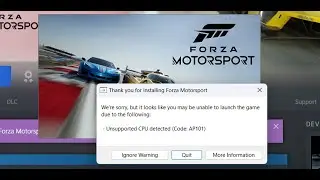 Fix Forza Motorsport Error Code AP101 Unsupported CPU Detected