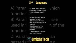 Formal parameter Mcqs in cpp #shorts #viral #cpprogramming #clanguage