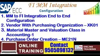 SAP FICO||MM to FI Integration End to End Configuration|| Vendor Master Data|| Material Master|| PO