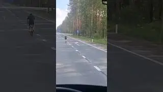 велосипедисты на трассе #велосипеды #трассам5 #трасса #дальнобойщики