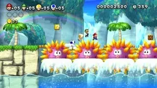 New Super Mario Bros. U -- Sychronized Platforming in Urchin Shoals