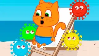 Cats Family in English - Colourful beetles Cartoon for Kids