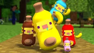 🍌BANANA Axolotls coming! wait a minutes🍌& parotter's best minecraft funny compilation🤣🤣