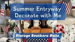 Summer Entryway Decorate with Me. Vintage Patriotic Decor.