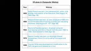 19 June in Computer History.