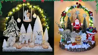 2 Christmas Decorations Ideas! Arrangements with winter scenery and Santa Claus!