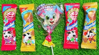 Satisfying video Asmr lollipops candy and chocolate gummy candy unboxing video Asmr.