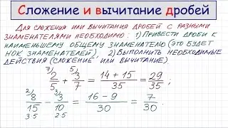 Сложение и вычитание дробей