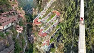 Road of Death on the Cliff | Wonders of China from the Sky | Amazing Natural Landscapes