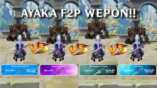 Ayaka F2P Weapon Comparison!! Which one is the best? DMG Comparison | Genshin Impact |