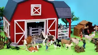 Fun Farm Animal Figurines in a Barn Playset